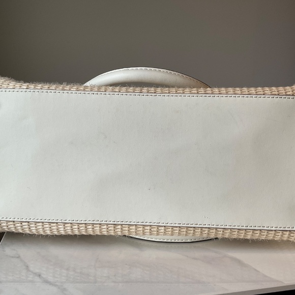Kate Spade Raffia Trimmed Soft White Leather Bow Tote EUC Retail $375 - Picture 11 of 11